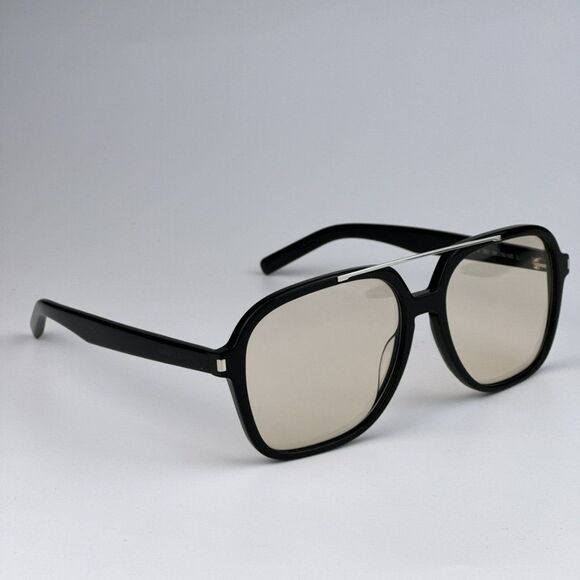 NEW Saint Laurent SL545 001 Black Light Yellow Pilot Unisex Sunglasses - Picture 9 of 15